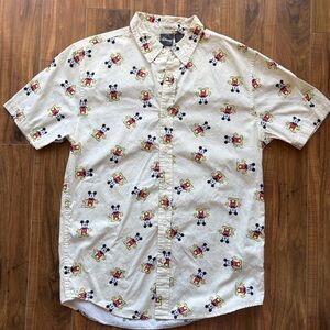 Disney Mickey Mouse All Over Print Button Down Shirt | Size S